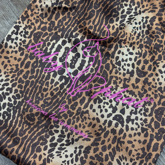 Baby Phat Women's OS Brown Black Satin Leopard Animal Print Drawstring Dust Bag - Picture 2 of 5